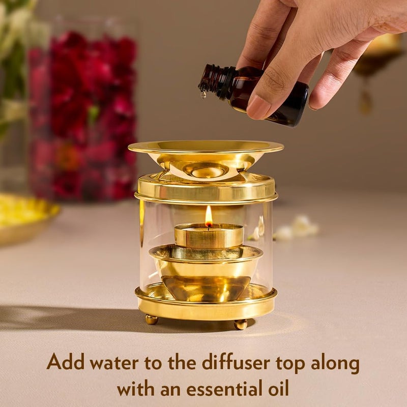 True Decor 4 Inches Camphor DiffuserAroma Incence BurnerKapoor Dani Brass Akhand Diya for Puja with Borosilicate Glass Cover Multipurpose Essential Oil Camphor Burner Pack of 1 - Image 2