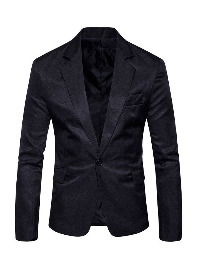 Fashion Corduroy Long Sleeve Blazer Black - Image 1
