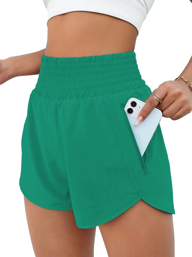 BMJL Women's Athletic Shorts High Waisted Running Short Pocket 2.5" Sporty Shorts Gym Elastic Workout Shorts(M,Green09) - Image 1