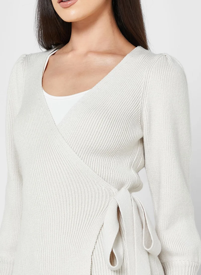 ELLA Solid Crossed Over Sweater