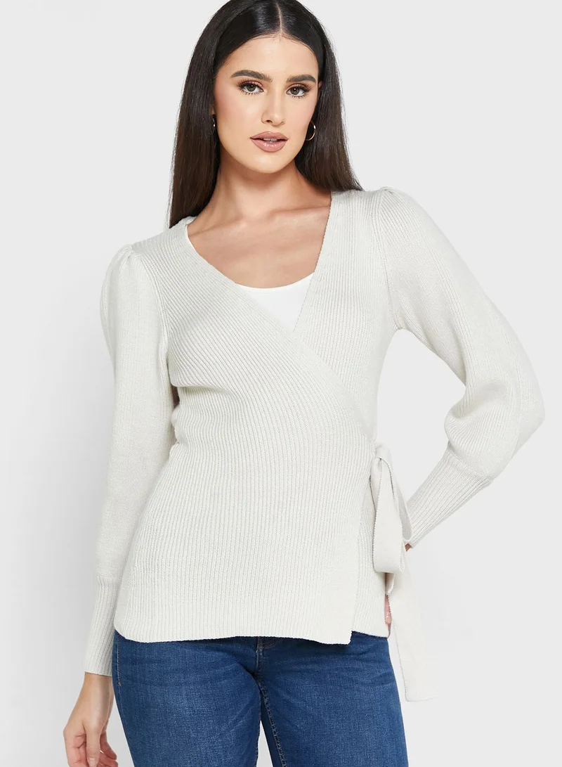 ELLA Solid Crossed Over Sweater