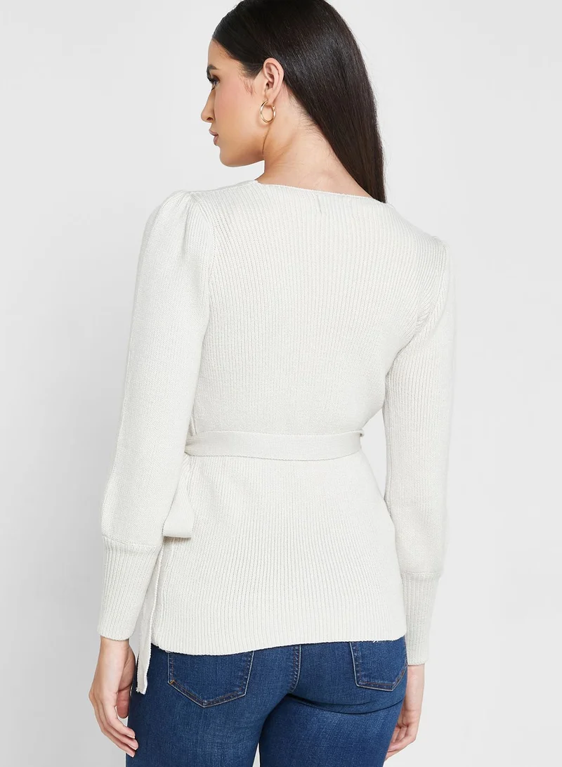 ELLA Solid Crossed Over Sweater