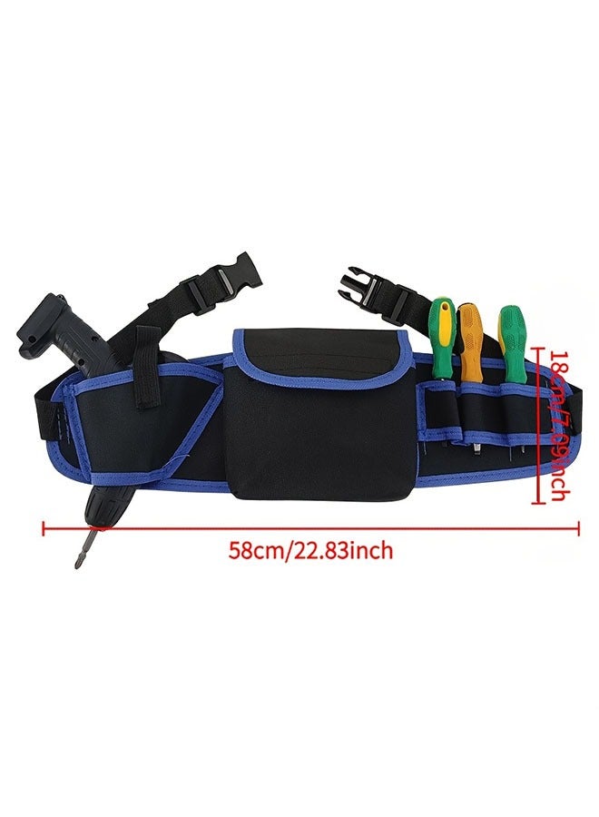 حزام حقيبة الأداة ، حزمة الخصر 59x18cm حزمة حقيبة الأداة ثقيلة الوظائف حزام المرافق القابلة للتعديل مع جيوب متعددة ، وخياطة معززة ، ومكبر الإفراج السريع - للبناء والنجارة والكهربائيين ومشاريع DIY  - Image 5