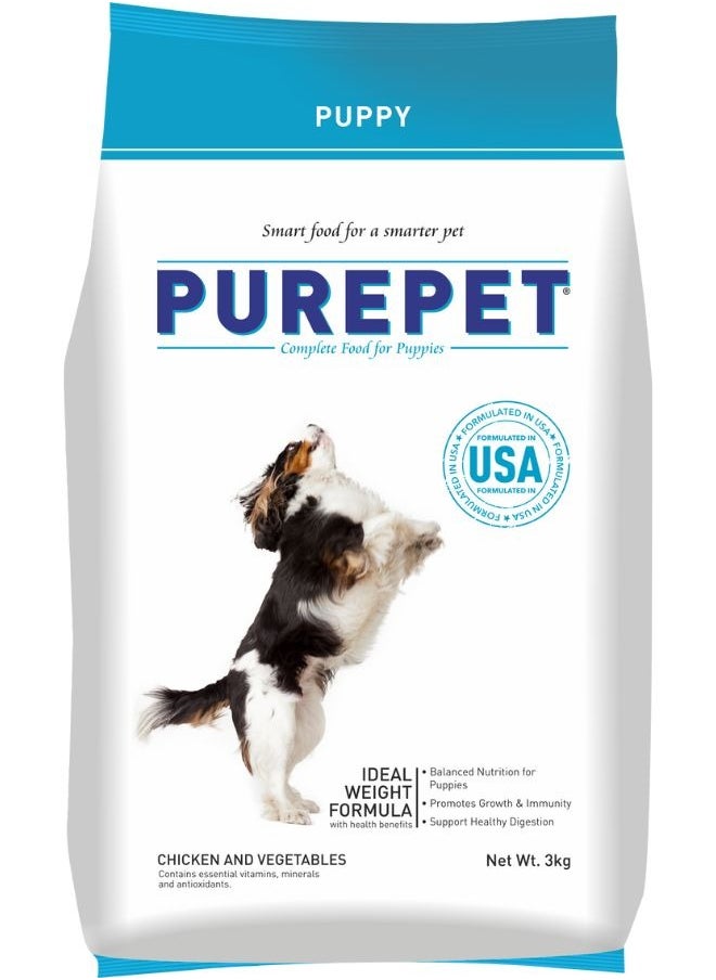 PUREPET Puppy Dry Dog Food  Chicken & Vegetable 3Kg  - Image 1