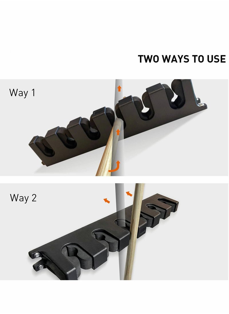 Generic Pool Cue Rack, Wall Mounted Stick Holder with EVA Clip, Plastic Billiard Accessories for Game Room Clubs Players(Black, 6 Cues)  - Image 5