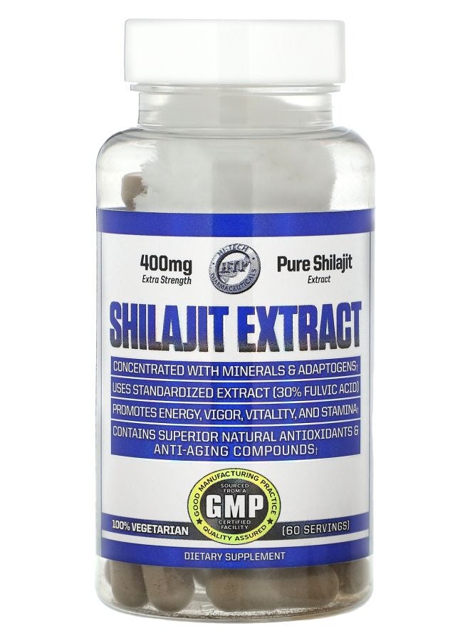 hi tech pharmaceuticals Shilajit Extract 400 mg 60 Veggie Capsules - Image 1
