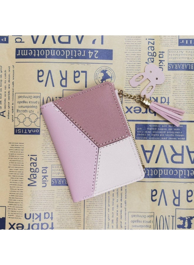 Ladies Zipper Wallet, Small Purse with Metal Snap Button, Leather Wallet for Women with Coin Bag, Multifunction Ladies Bifold Wallets, Credit Card Holder Wallet for Girls (pink) - Image 4