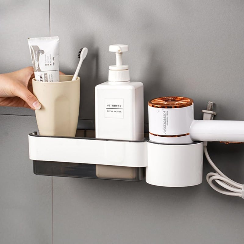 Apexx WallMounted Hair Dryer Holder SelfAdhesive SpaceSaving Organizer for Bathroom Blow Dryer Styling Tools Easy Install MultiColor Pack of 1 - Image 1