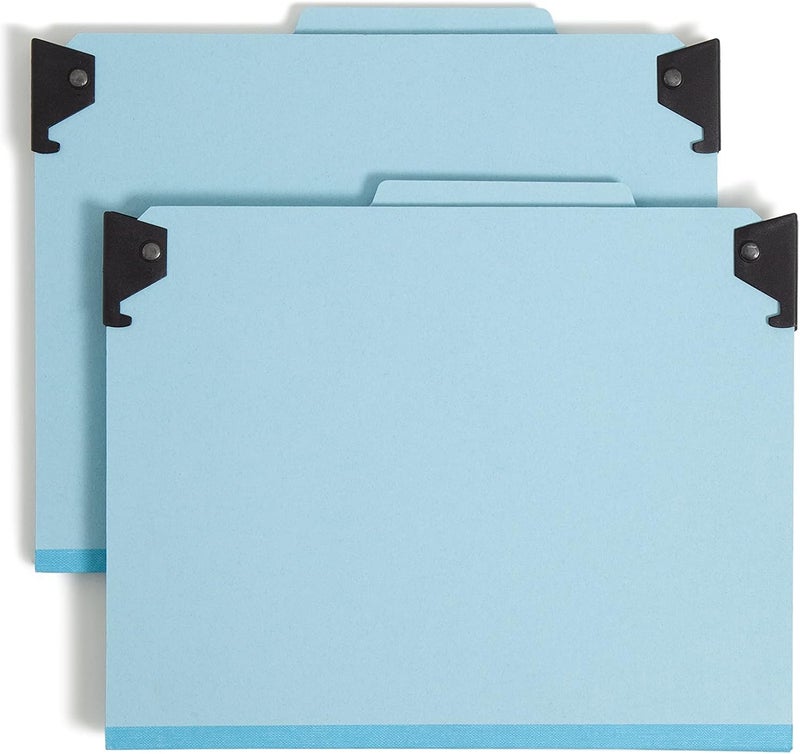 Smead Smead FasTab Hanging Pressboard Classification Folder with SafeSHIELD Fasteners 2 Dividers 25Cut Builtin Tab Letter Size Blue 10 per Box 65115  - Image 1