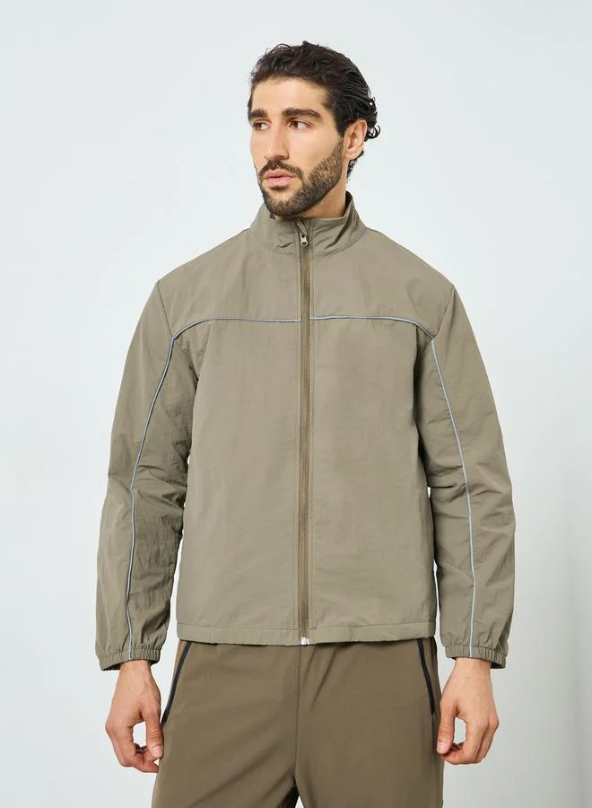 Styli Active  Men Olive Lightweight Zip-Up Track Jacket for Men | Best Price UAE