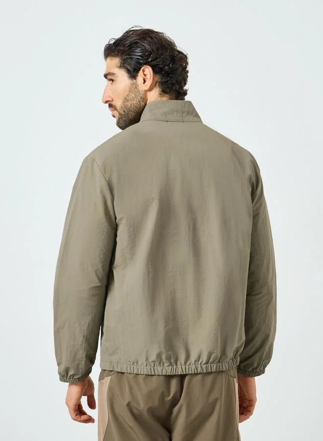 Styli Active  Men Olive Lightweight Zip-Up Track Jacket for Men | Best Price UAE