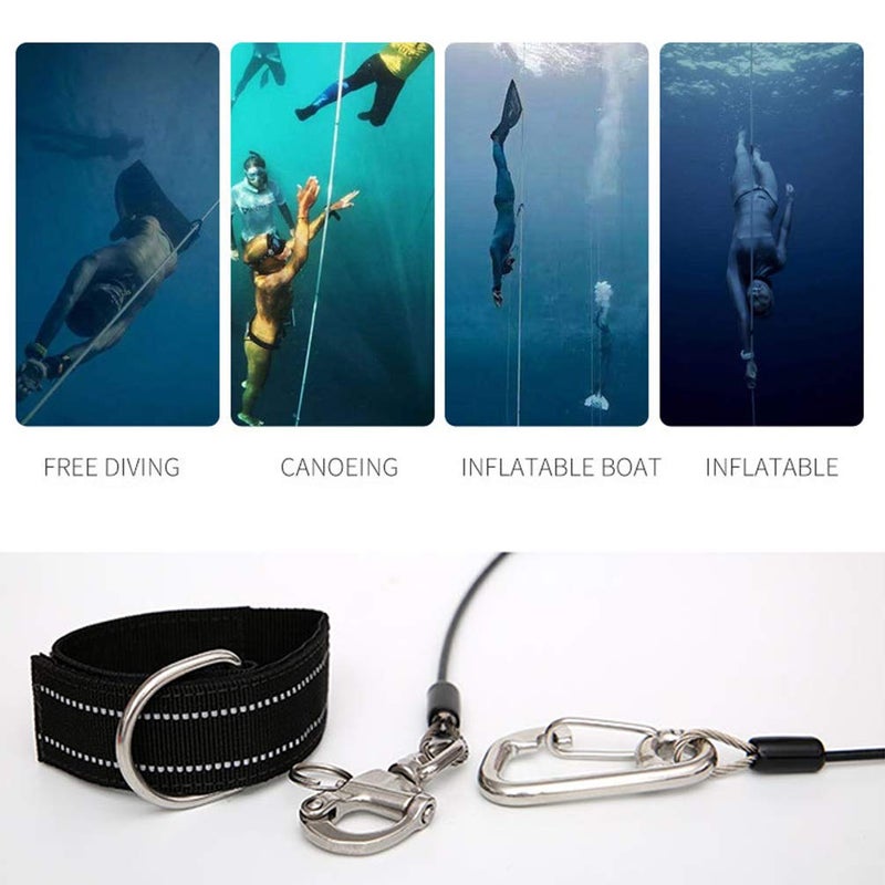 Luwint Stainless Steel 316 Pro Freediving Lanyard Leash with Scuba Dive Wristband Strap, 3.6ft - Image 3