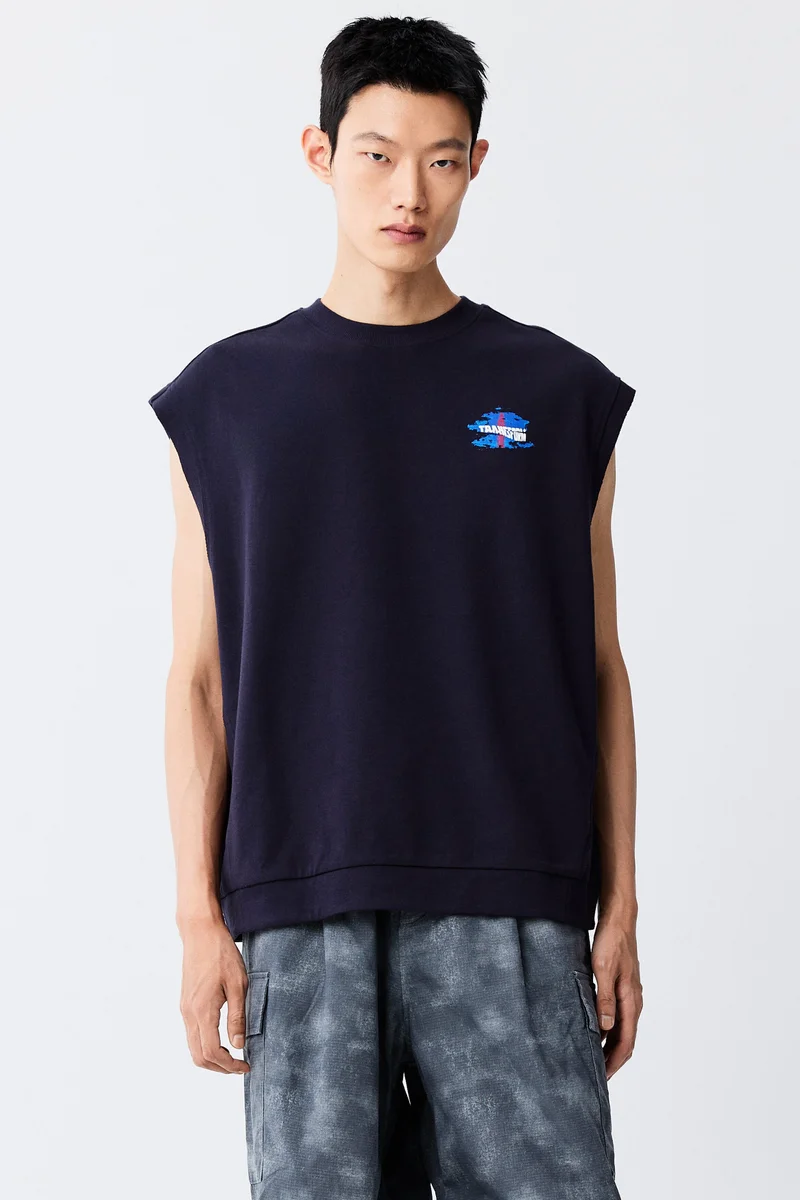 Loose Fit Printed interlock vest top