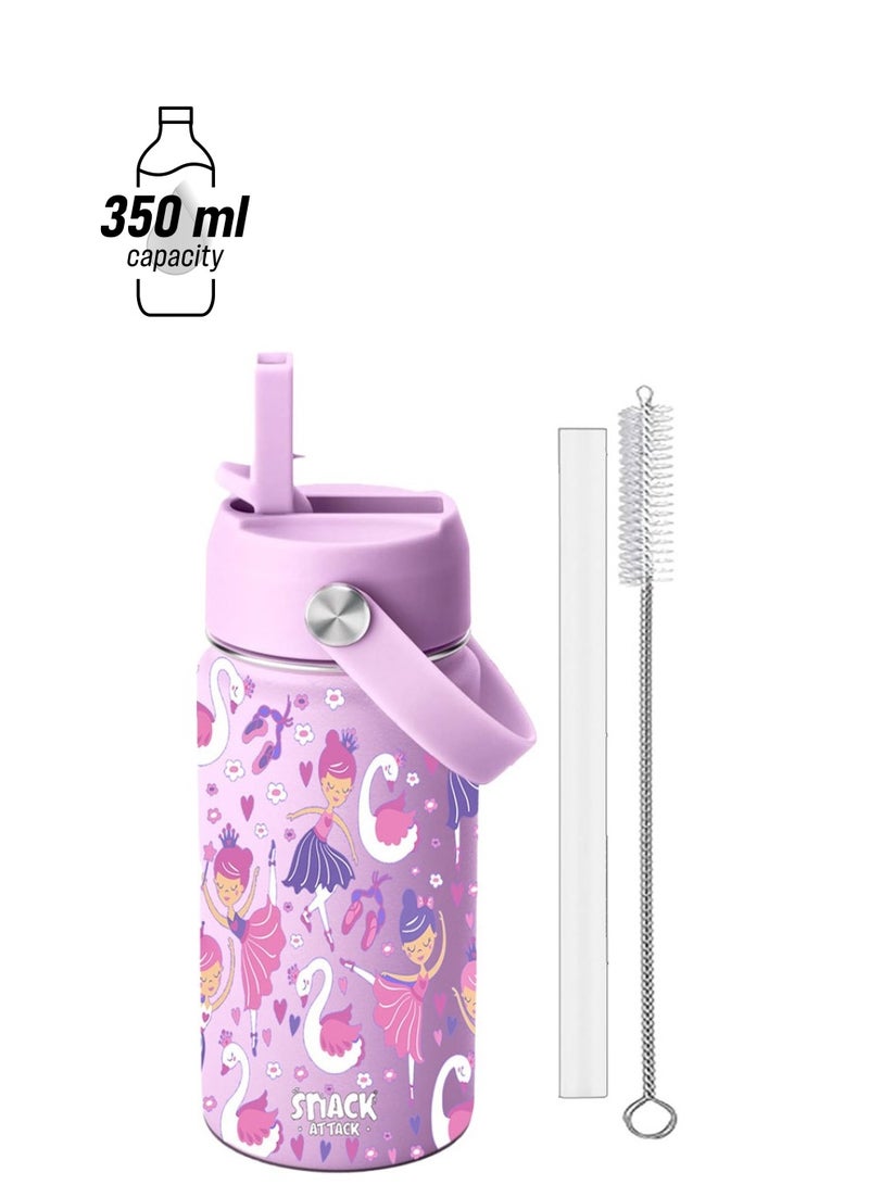 Snack attack Kids Insulated Water Bottle With Straw Lid, Kids water bottle stainless steel, Double Wall, Baby water bottle, Steel water bottle - Image 1