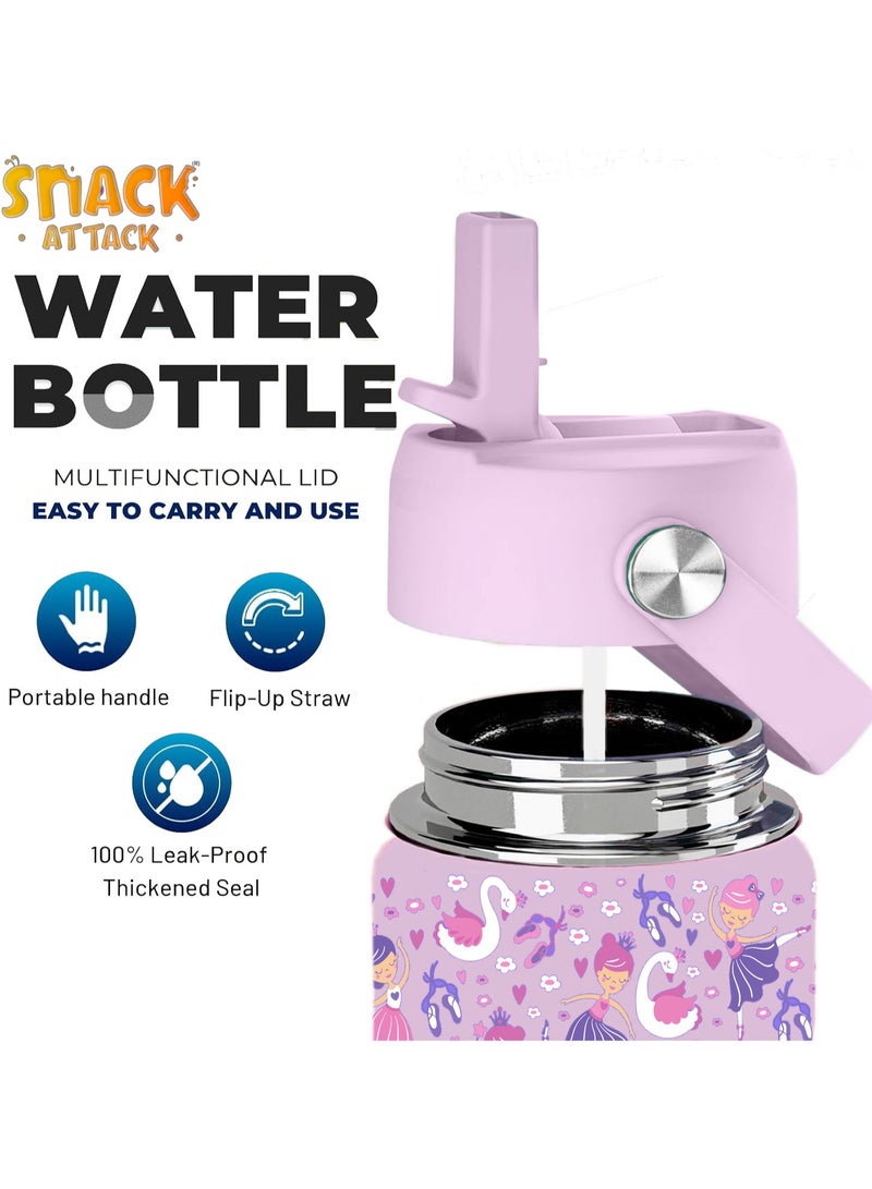 Snack attack Kids Insulated Water Bottle With Straw Lid, Kids water bottle stainless steel, Double Wall, Baby water bottle, Steel water bottle - Image 5