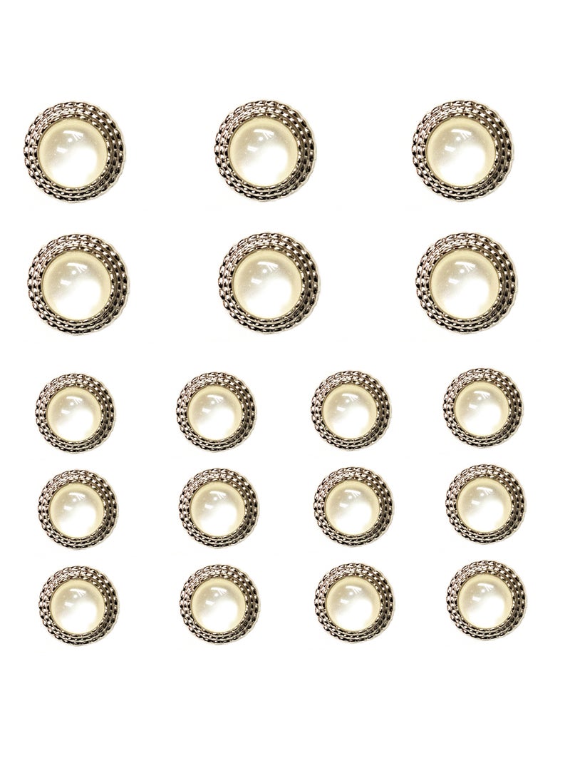 18Pcs Silver Buttons Set  Premium Metal Buttons for Sewing, Crafting, and Fashion Design (6pcs 20mm and 12pcs 15mm) - Image 1
