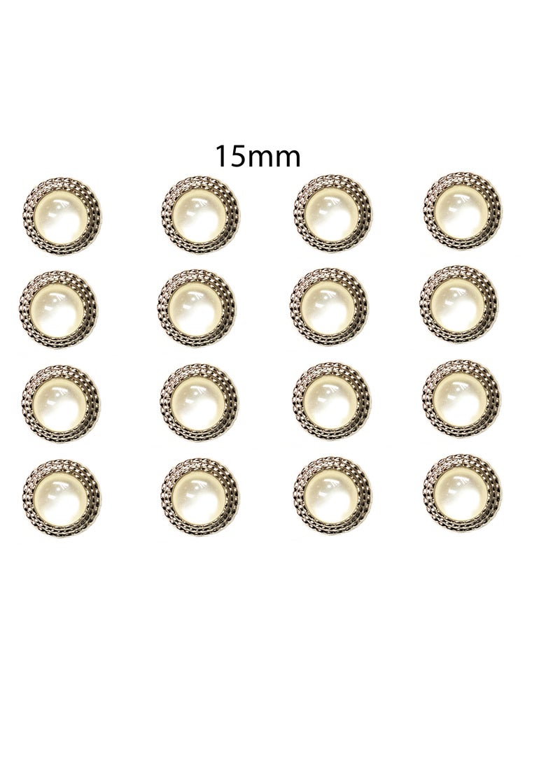 18Pcs Silver Buttons Set  Premium Metal Buttons for Sewing, Crafting, and Fashion Design (6pcs 20mm and 12pcs 15mm) - Image 3