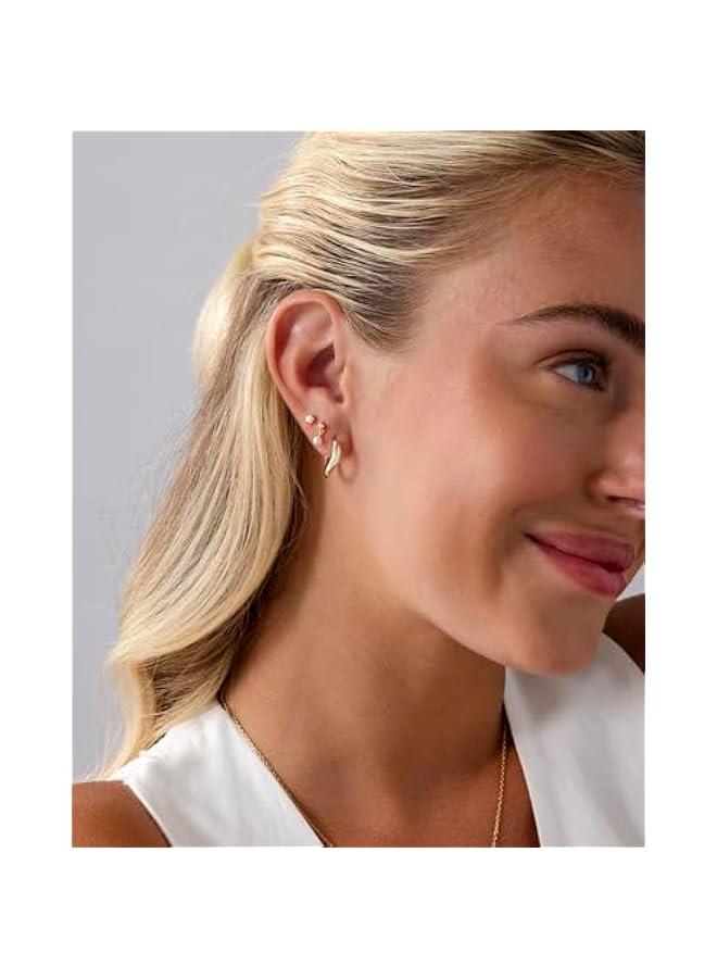 PAVOI 14K Gold Plated Sterling Silver Posts Mini Stud Flat Back Earrings for Women | Helix Cartilage Piercing Jewelry | Dainty Pearl Star Cluster Cubic Zirconia Lotus Climber Screw Backs  - Image 4