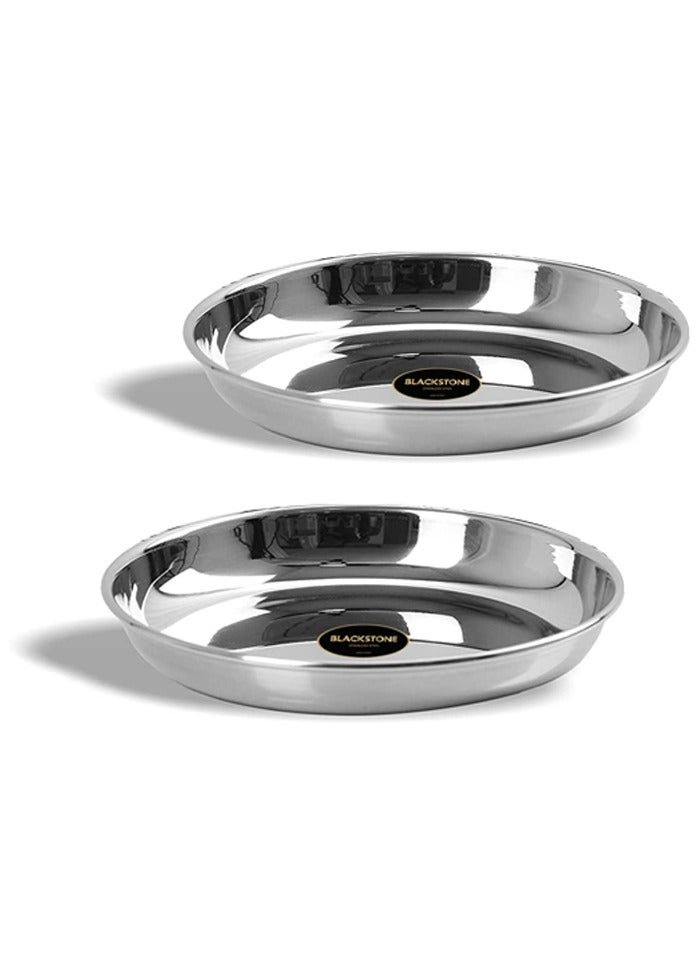 BLACKSTONE Stainless Steel Dinner Plates, Rice Plates Set of 2 Pcs 23CM - Image 1