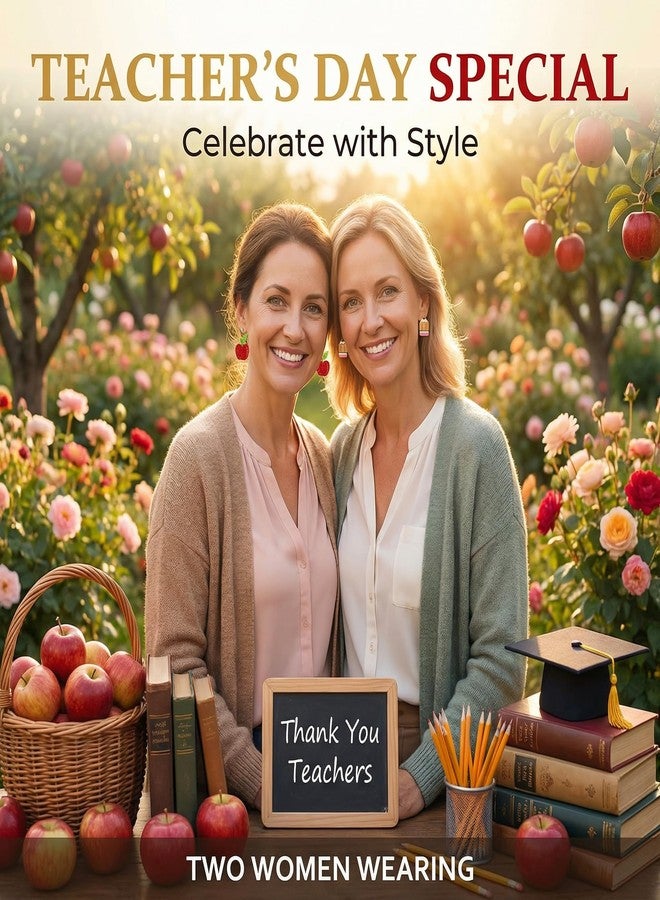 Joyline Teacher's Earrings for Women - Cute Apple & Pencil Lightweight Acrylic Stud Earrings for Teacher Appreciation Day Birthday Gifts - Image 5