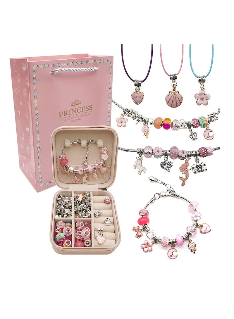 MIXDE Bracelet Making Kit for Girls,68PCs Charm Bracelets Kit with Jewelry Box, Jewelry Charms, Bracelets for DIY Craft, Jewelry Gift for Adults and Kids，Present For 8-12 Year Old Girl - Image 1