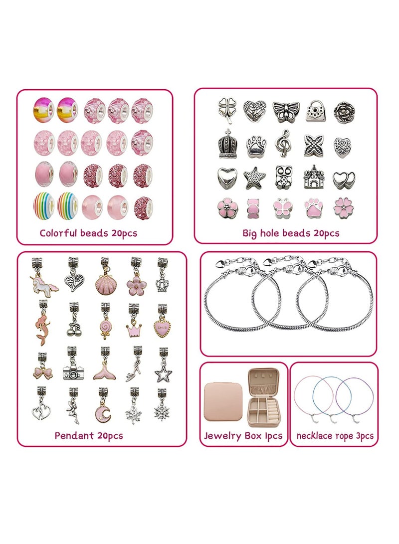 MIXDE Bracelet Making Kit for Girls,68PCs Charm Bracelets Kit with Jewelry Box, Jewelry Charms, Bracelets for DIY Craft, Jewelry Gift for Adults and Kids，Present For 8-12 Year Old Girl - Image 3