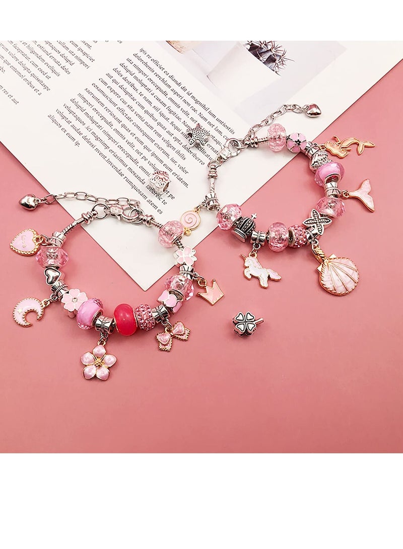 MIXDE Bracelet Making Kit for Girls,68PCs Charm Bracelets Kit with Jewelry Box, Jewelry Charms, Bracelets for DIY Craft, Jewelry Gift for Adults and Kids，Present For 8-12 Year Old Girl - Image 5