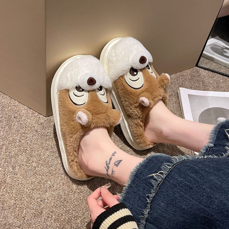 Winter New Cartoon Squirrel Cotton Slippers Home Cotton Slippers Student Fashion Home Cartoon Cotton Slippers - Image 1