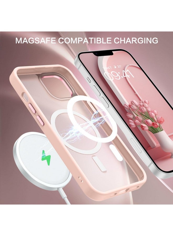 BENTOBEN BENTOBEN Magnetic for iPhone 13 Case & iPhone 14 Case [Compatible with Magsafe] Translucent Matte Phone Case iPhone 13/14 Slim Shockproof Women Men Protective Cover for iPhone 13/14 6.1", Light Pink  - Image 3