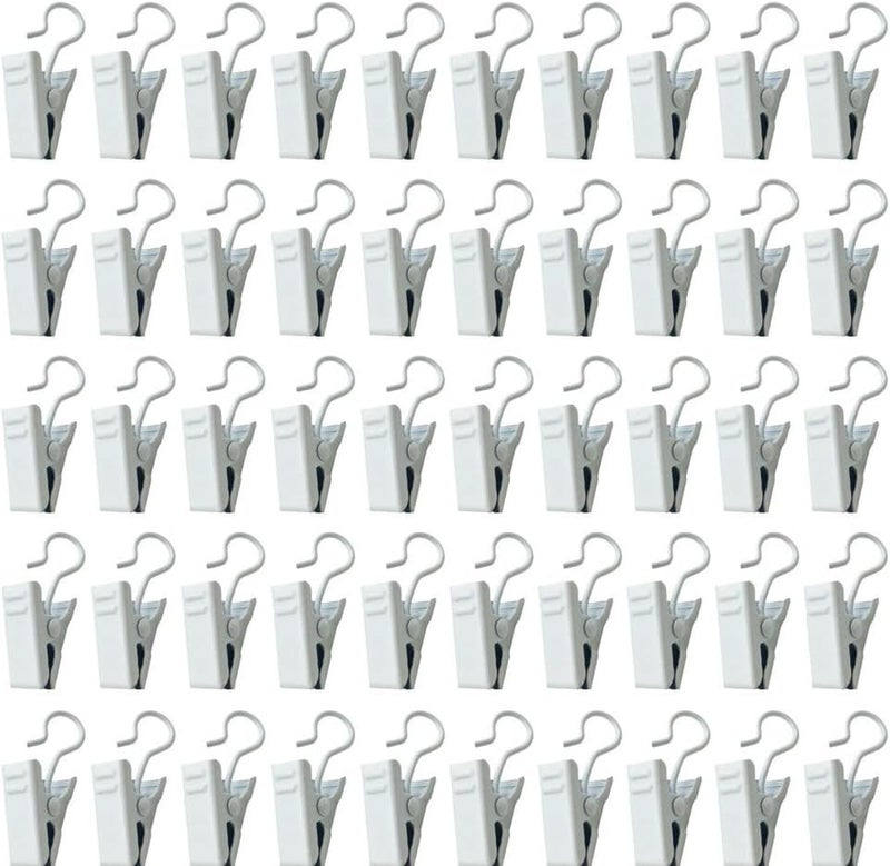 Hyamass 50-Pack Stainless Steel Curtain Clips & Hooks for Drapes - Heavy-Duty Rust-Resistant Metal Hangers for Home Decor, Photos, Crafts (White) - Image 1