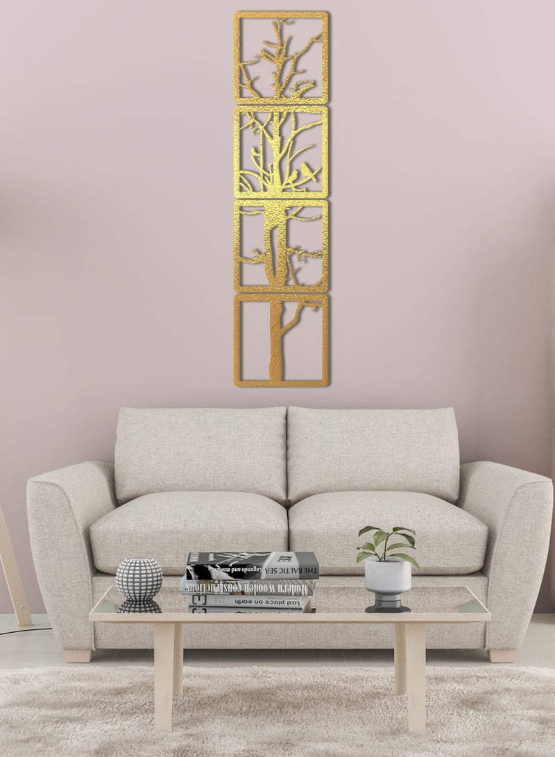 هوم جاليري لوحات فنية جدارية على شكل جسم الشجرة - مجموعة من 4 قطع في كل 40 × 40 - Image 3