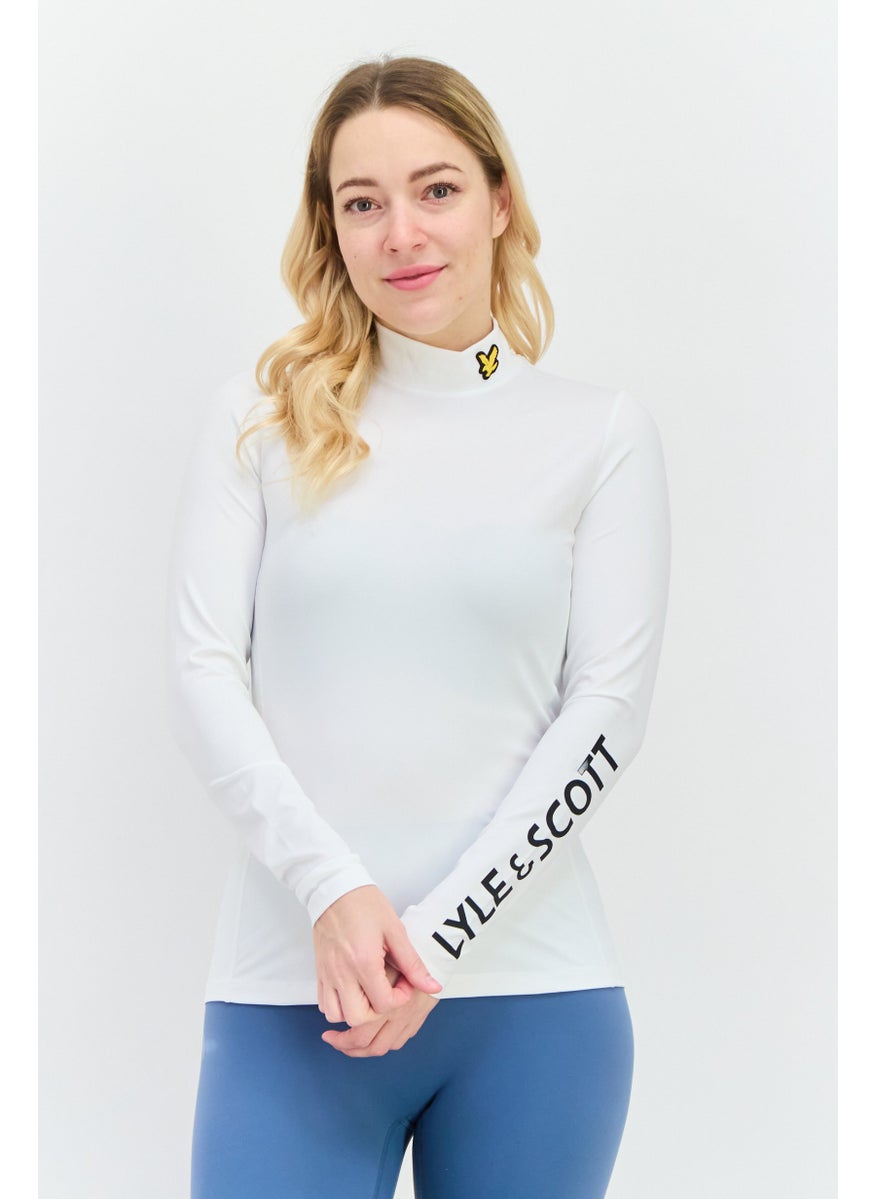 Lyle & Scott - Women Mock Neck Long Sleeves Brand Logo Top, White - Image 1
