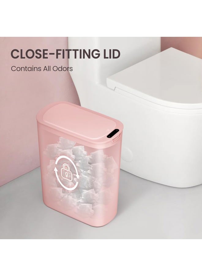 Cesun Automatic Motion Sensor Bathroom Trash Can with Lid, 2.6 Gallon Touchless Trash Bin, Smart Plastic Slim Garbage Can Small Wastebasket for Toilet, Office, rv, Bedroom, Living Room, Pink - Image 4