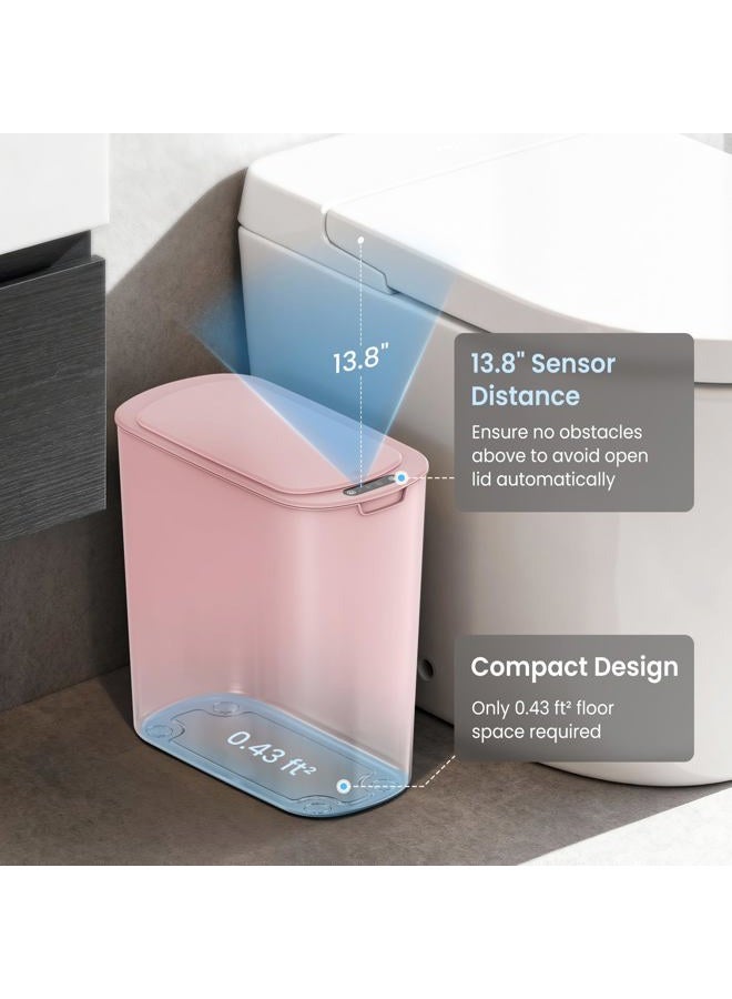 Cesun Automatic Motion Sensor Bathroom Trash Can with Lid, 2.6 Gallon Touchless Trash Bin, Smart Plastic Slim Garbage Can Small Wastebasket for Toilet, Office, rv, Bedroom, Living Room, Pink - Image 3