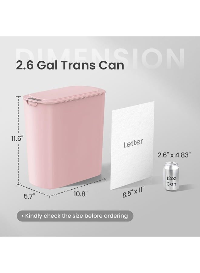 Cesun Automatic Motion Sensor Bathroom Trash Can with Lid, 2.6 Gallon Touchless Trash Bin, Smart Plastic Slim Garbage Can Small Wastebasket for Toilet, Office, rv, Bedroom, Living Room, Pink - Image 2
