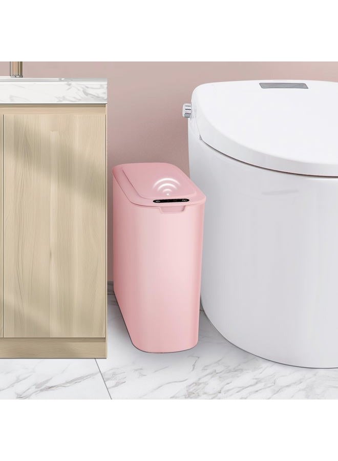 Cesun Automatic Motion Sensor Bathroom Trash Can with Lid, 2.6 Gallon Touchless Trash Bin, Smart Plastic Slim Garbage Can Small Wastebasket for Toilet, Office, rv, Bedroom, Living Room, Pink - Image 1