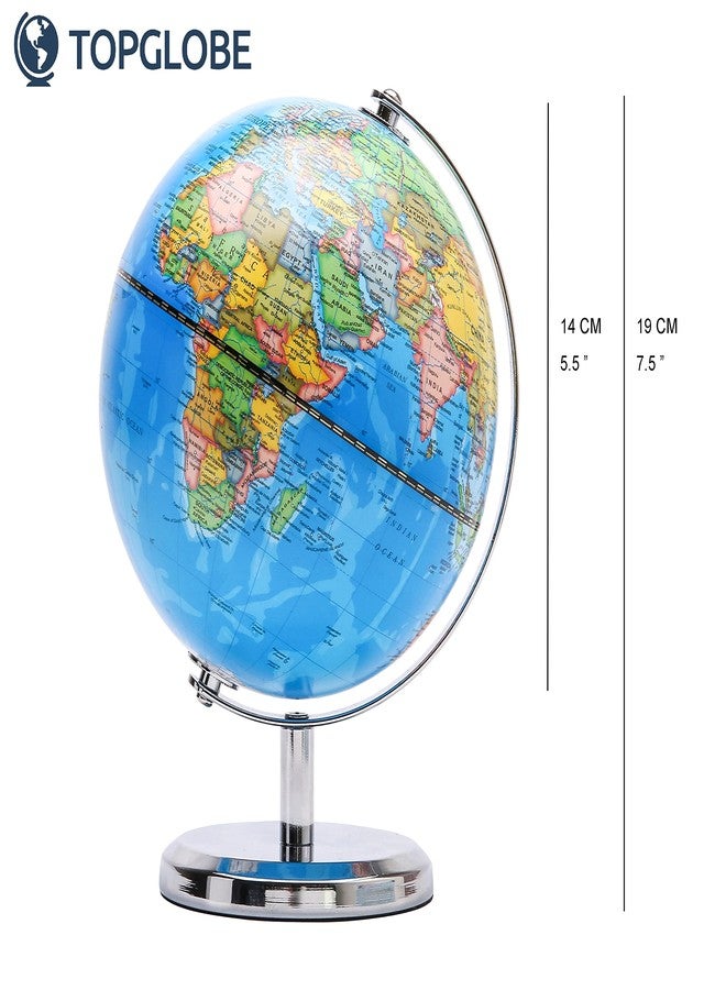 Topglobe Political Globe Dia 5.5-inch / 14cm- Educational/Geographic - Stainless Steel Arc and Base - School, Home, and Office - Image 2