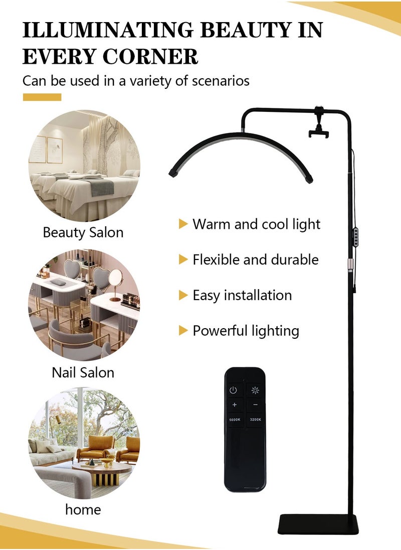 Meishida Floor Half Moon Beauty Light Eyelash LED Light Nail Lamp with Phone Holder Adjustable Height and Brightness  - Image 2
