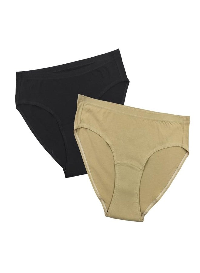 Pristine Life | Woman Incontinence Panty | Wash & Reusable | Absorbs 25ml Of Leaks | Anti Bacterial, Hygienic & Leakproof | Comfy Cotton | Pack Of 2 | Black & Skin | S - Image 1