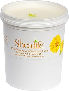 Shealife Organic Unrefined Shea Butter Calendula and Borage Oil for Conditioning Sensitive and Dry Skin Baby Skin Salve Treatment of Eczema Psoriasis and Damaged Skin 1 Kg - Image 1