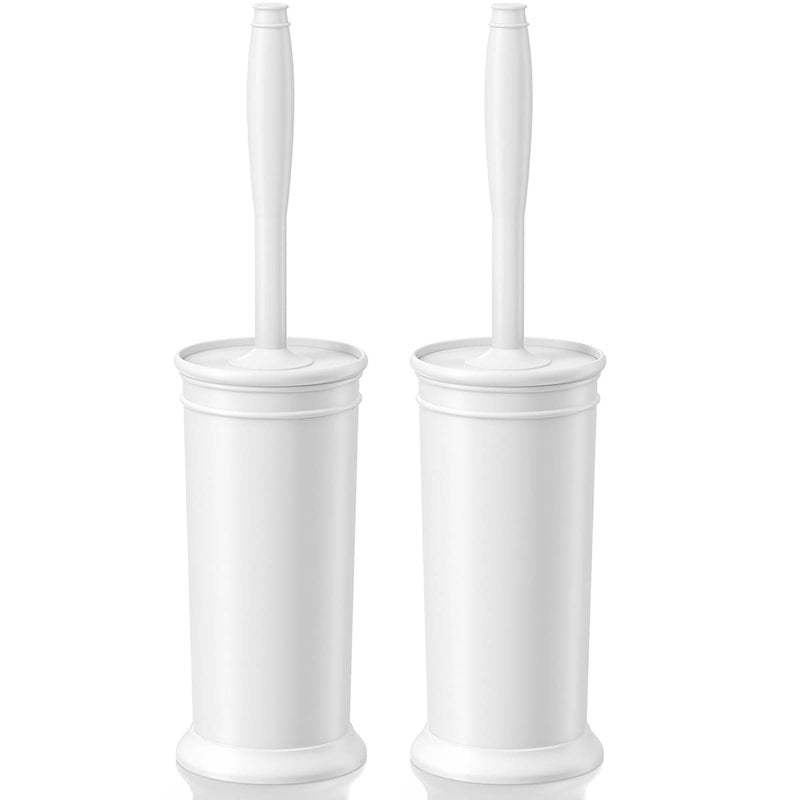 Toilet Brush and Holder 2 Pack Toilet Bowl Brush with Extra Long Handle Toilet Scrubber and Covered Holder Toilet Brushes for BathroomSpace Saving Covered Brush Durable Deep CleaningWhite