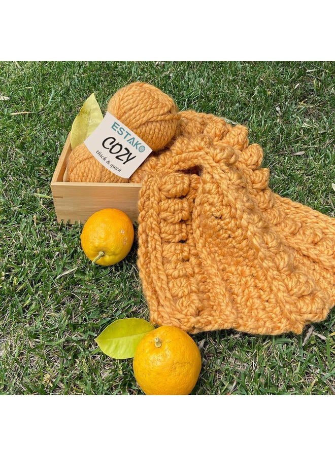 Estako Cozy Thick & Quick Yarn 20% Wool 80% Acrylic Soft Super Bulky Weight #6 Knitting and Crocheting Yarn 3.52 oz (100gr) 65 yds (60 m) (57036-Mink) - Image 5
