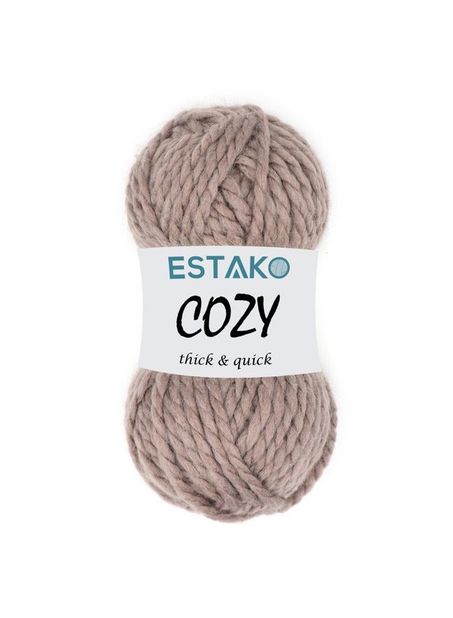 Estako Cozy Thick & Quick Yarn 20% Wool 80% Acrylic Soft Super Bulky Weight #6 Knitting and Crocheting Yarn 3.52 oz (100gr) 65 yds (60 m) (57036-Mink) - Image 1