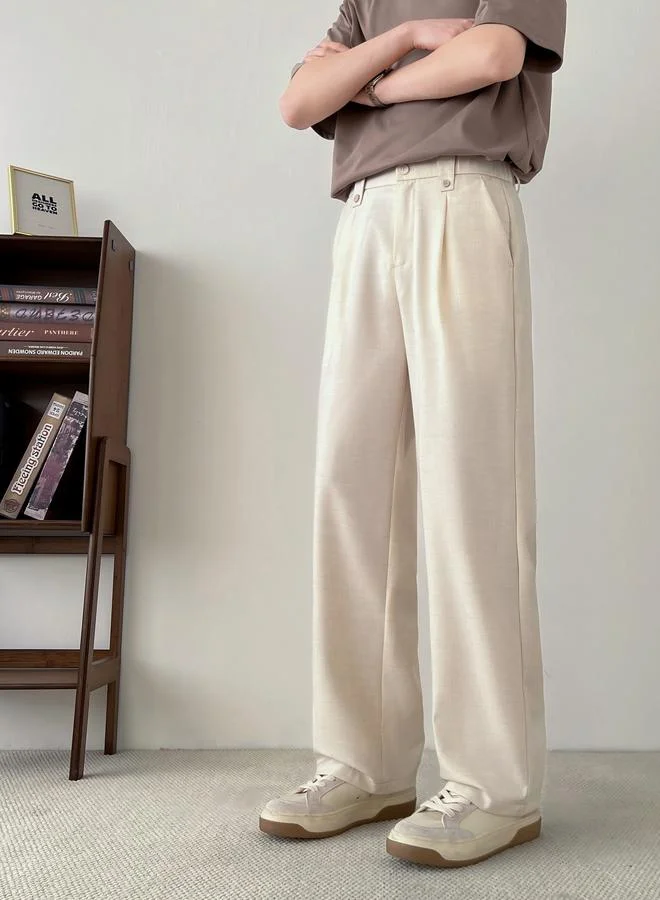 Take Two Men Beige Wide-Leg Trousers