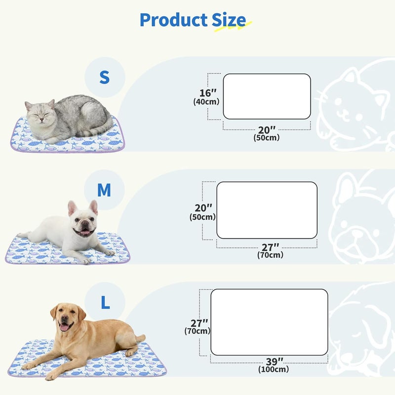 NWK Pet Cooling Mat Ice Silk Cooling Mat for Dogs & Cats Portable & Washable Pet Cooling Blanket, Car Seats, Beds for Summer (Large (39'' x 27.5'' x 0.3''), Purple Fish) - Image 3
