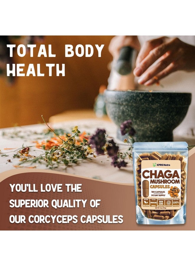 XPRS Nutra Chaga Mushroom Capsules - Premium USDA Chaga Mushrooms Capsules- Encapsulated Chaga Mushroom Powder for an Immunity Boost - Vegan Friendly Superfood for Chaga Tea and Beverages - 180 Count - Image 3