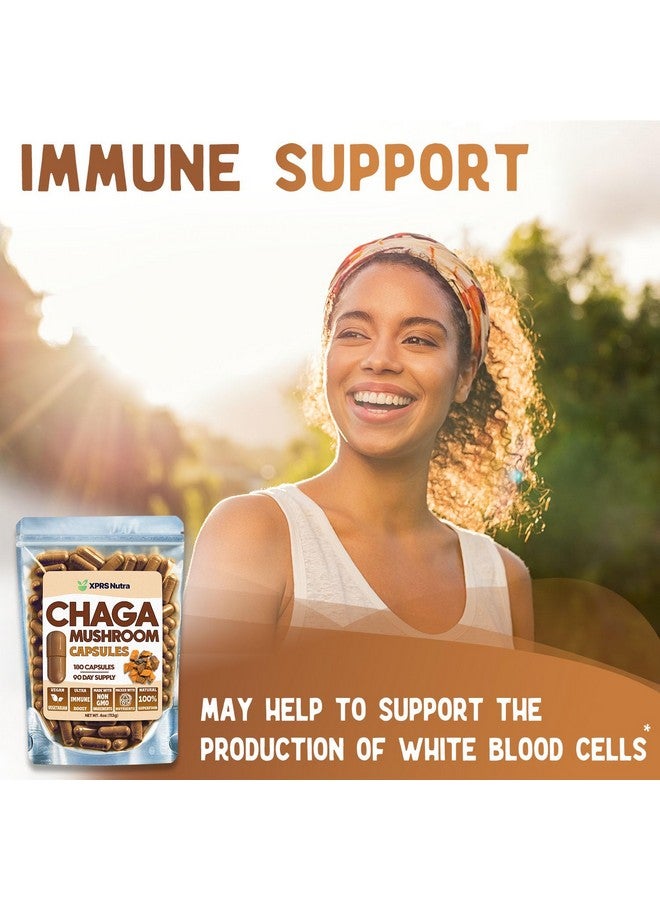XPRS Nutra Chaga Mushroom Capsules - Premium USDA Chaga Mushrooms Capsules- Encapsulated Chaga Mushroom Powder for an Immunity Boost - Vegan Friendly Superfood for Chaga Tea and Beverages - 180 Count - Image 2