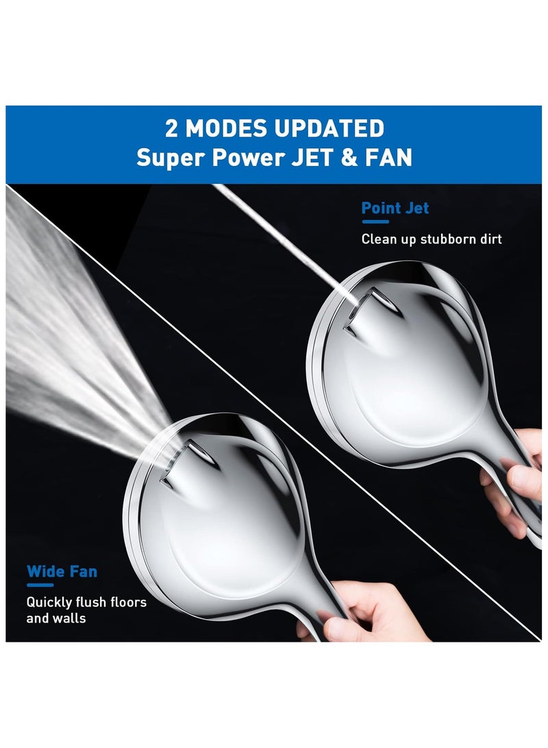 مجموعة رأس دش عالي الضغط مع قطعة يدوية قابلة للفصل يحتوي على 8 إعدادات للبخاخ بالإضافة إلى وضعين لطاقة النفاثة بمقاس 12.8 سم مزودة بخرطوم من الفولاذ المقاوم للصدأ وحامل قابل للتعديل من Gcirik - Image 4