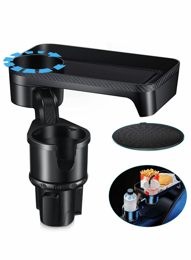 كابتن تيك Car Cup Holder Expander with Detachable Tray Table, 360° Rotating Multi- Function Organizer Tray & Adjustable Base Compatible 16-40oz Bottles-Suitable for Most Cars&Trucks - Image 1