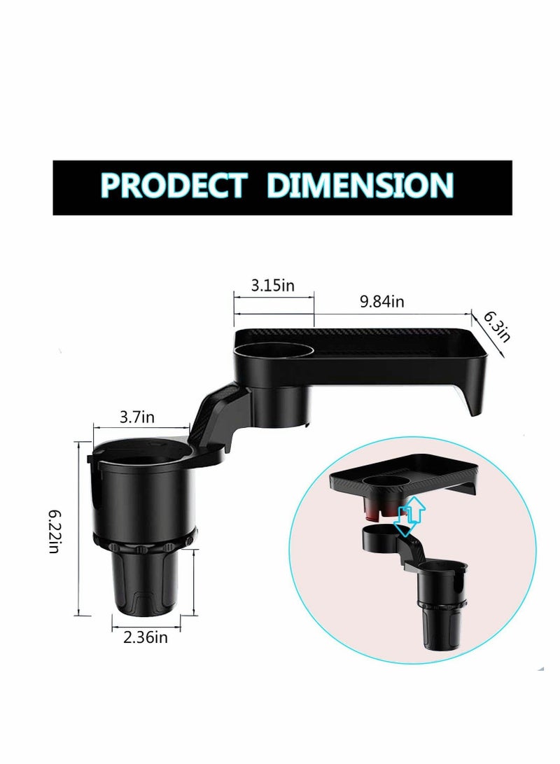 كابتن تيك Car Cup Holder Expander with Detachable Tray Table, 360° Rotating Multi- Function Organizer Tray & Adjustable Base Compatible 16-40oz Bottles-Suitable for Most Cars&Trucks - Image 2
